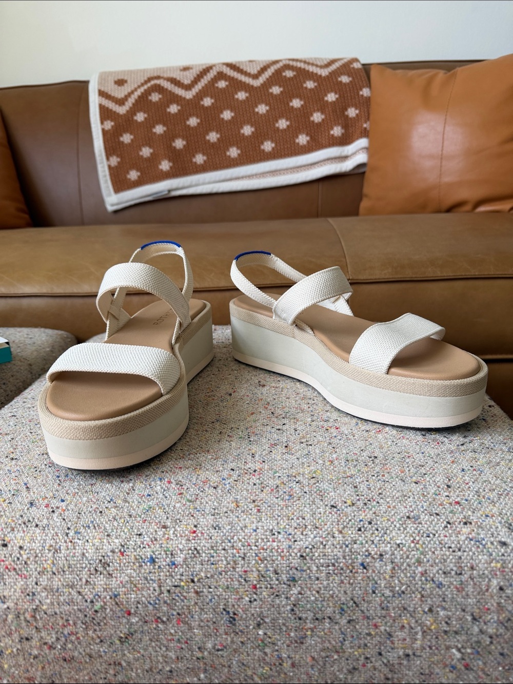 Rothy’s Cream Platform Strappy Sandals
